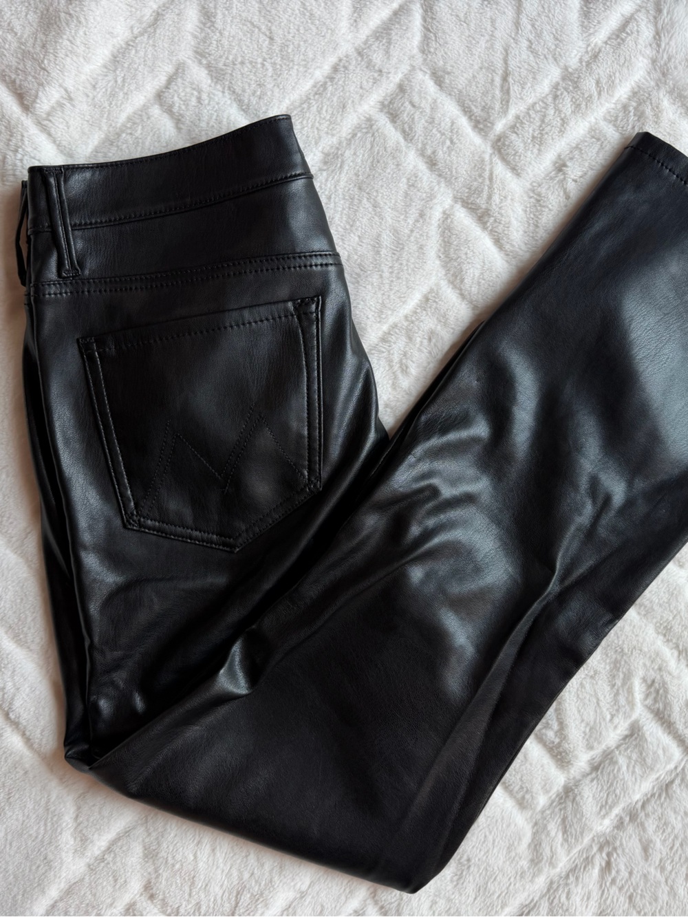 MOTHER Insider Ankle Faux Leather Jeans